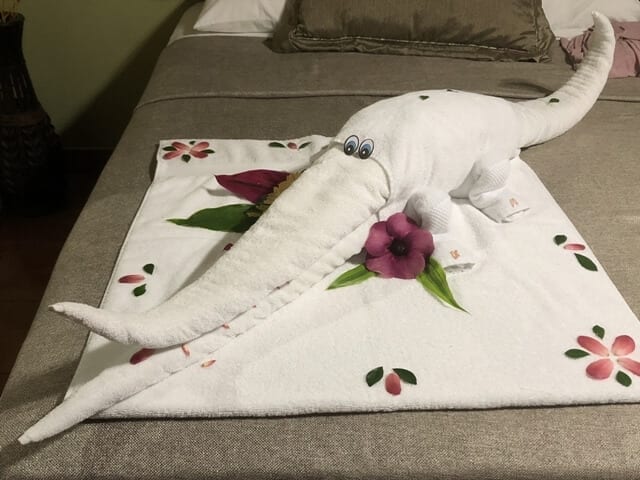 La Fortuna Costa Rica Volcano Lodge and Springs room towel animal