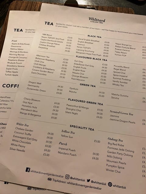 Tea Menu