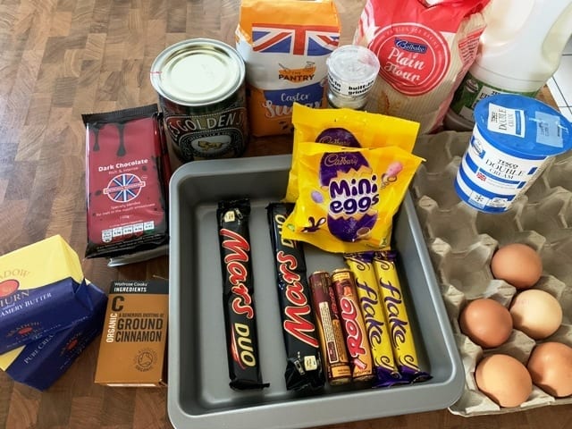 Easter Chocolate Brownie ingredients