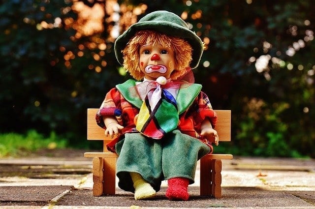 Creepy clown doll present