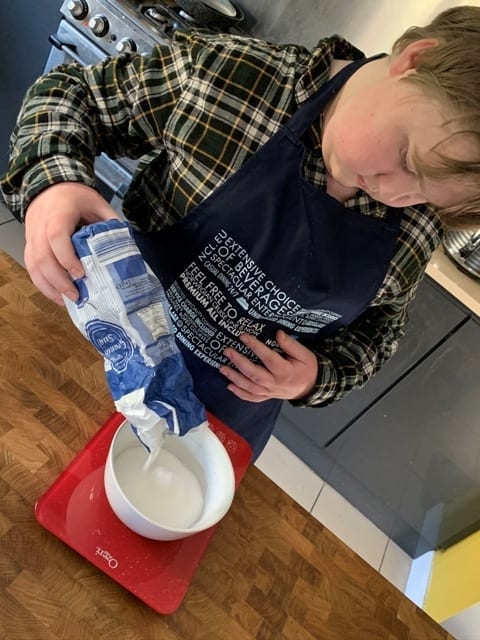 weighing out ingredients