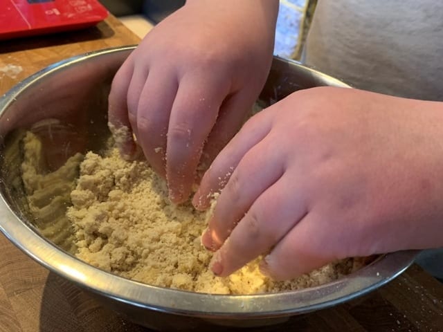 crumbling dry ingredients
