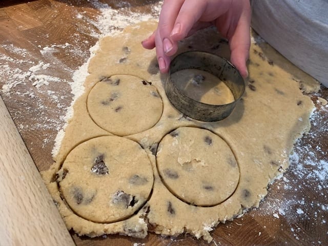pressing out welsh cakes